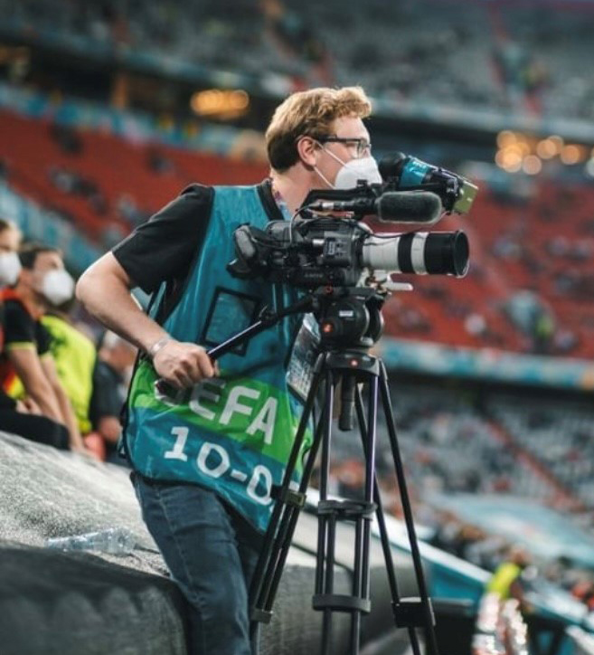 Flynn Hamilton filming at Euros 2020
