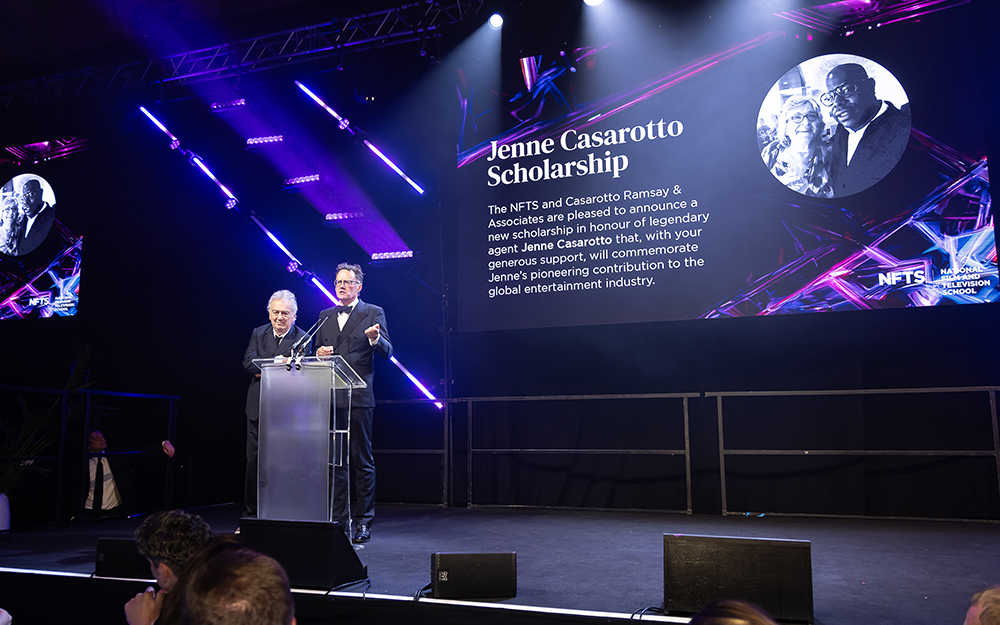 Stephen Frears and Wayne Garvie on stage
