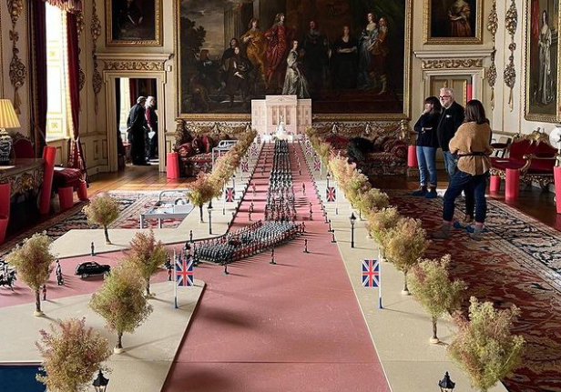 Filming funeral parade model from The Crown