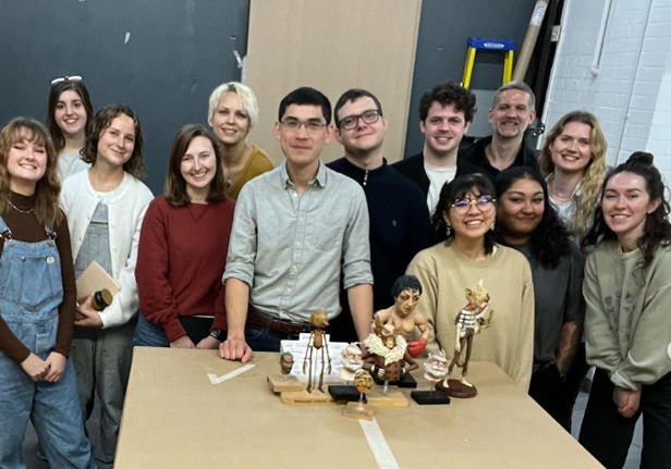 Paul Davies with NFTS model making students