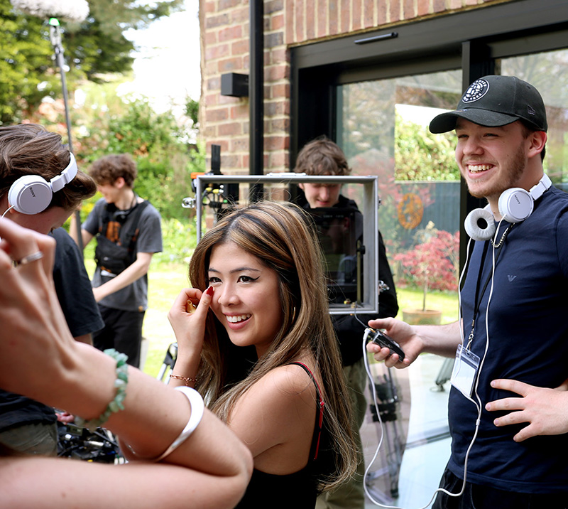academy students filming on location
