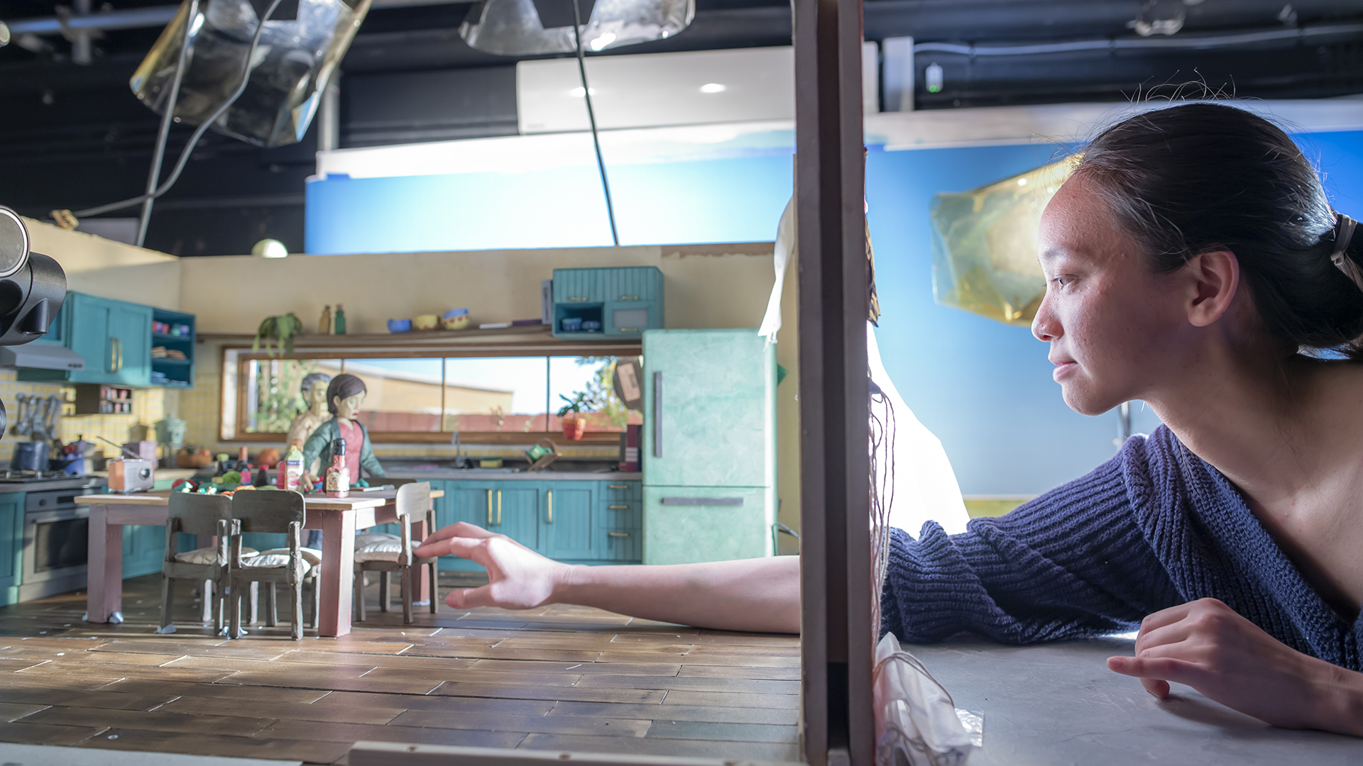 Student working on animation stop motion