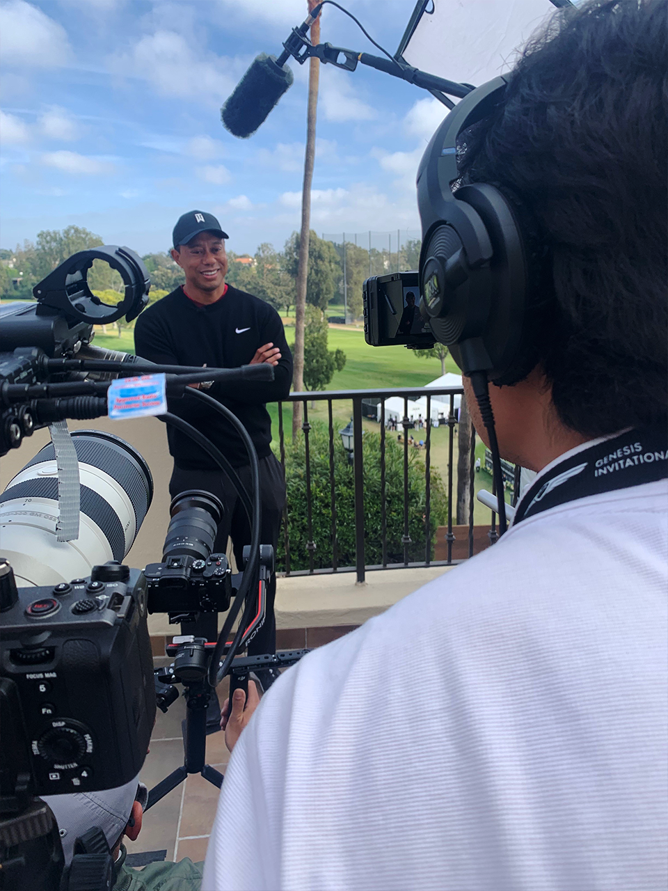 Jonny Mutch filming Tiger Woods